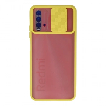 Xiaomi Redmi 9t Kılıf Palm Buzlu Kamera Sürgülü Silikon - Sarı