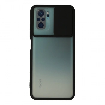 Xiaomi Redmi Note 10 Kılıf Palm Buzlu Kamera Sürgülü Silikon - Siyah