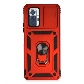Xiaomi Redmi Note 10 Pro Kılıf Pars Lens Yüzüklü Silikon - Kırmızı