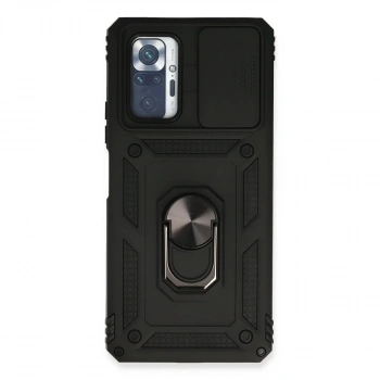 Xiaomi Redmi Note 10 Pro Kılıf Pars Lens Yüzüklü Silikon - Siyah