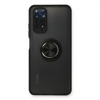 Xiaomi Redmi Note 11 Kılıf Montreal Yüzüklü Silikon Kapak - Siyah