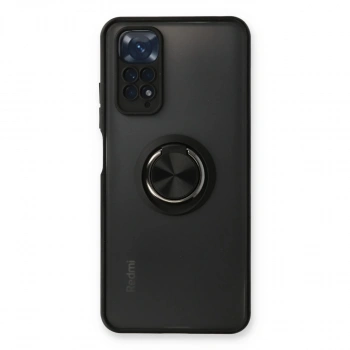 Xiaomi Redmi Note 11 Kılıf Montreal Yüzüklü Silikon Kapak - Siyah