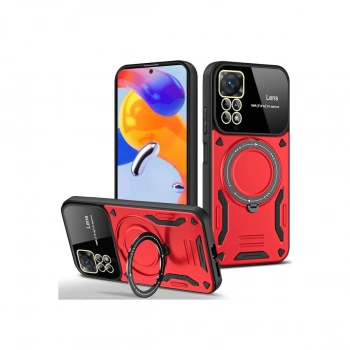 Xiaomi Redmi Note 11 Pro Kılıf Joy Lens Standlı Kapak - Kırmızı