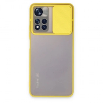 Xiaomi Redmi Note 11 Pro Plus 5g Kılıf Palm Buzlu Kamera Sürgülü Silikon - Sarı