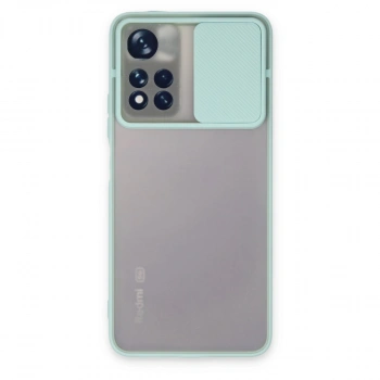 Xiaomi Redmi Note 11t Kılıf Palm Buzlu Kamera Sürgülü Silikon - Turkuaz