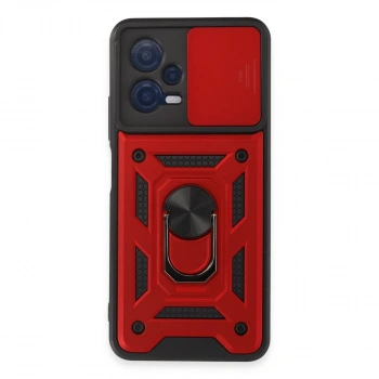 Xiaomi Redmi Note 12 5g Kılıf Pars Lens Yüzüklü Silikon - Kırmızı