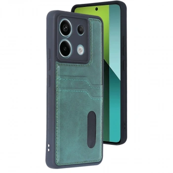 Xiaomi Redmi Note 13 Pro 4g Kılıf Sara Kartvizitli Deri Kılıf - Koyu Yeşil