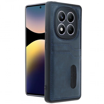 Xiaomi Redmi Note 14 Pro 4g Kılıf Sara Kartvizitli Deri Kılıf - Lacivert