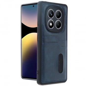 Xiaomi Redmi Note 14 Pro 5g Kılıf Sara Kartvizitli Deri Kılıf - Lacivert