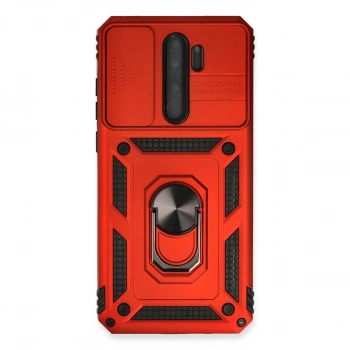 Xiaomi Redmi Note 8 Pro Kılıf Pars Lens Yüzüklü Silikon - Kırmızı