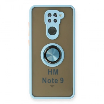 Xiaomi Redmi Note 9 Kılıf Montreal Yüzüklü Silikon Kapak - Buz Mavi