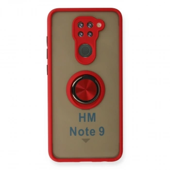 Xiaomi Redmi Note 9 Kılıf Montreal Yüzüklü Silikon Kapak - Kırmızı