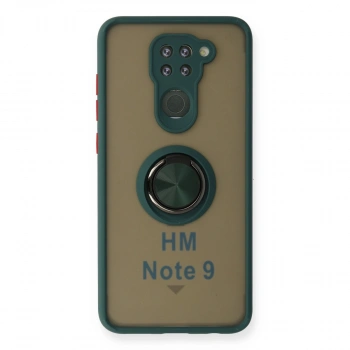 Xiaomi Redmi Note 9 Kılıf Montreal Yüzüklü Silikon Kapak - Yeşil