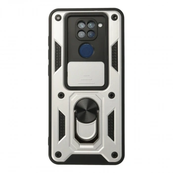 Xiaomi Redmi Note 9 Kılıf Pars Lens Yüzüklü Silikon - Gümüş