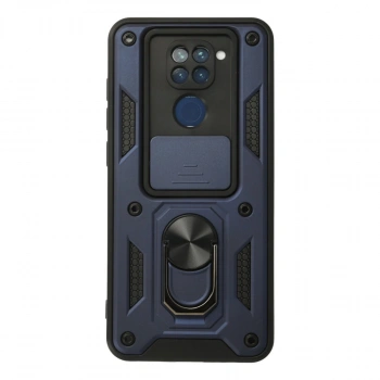 Xiaomi Redmi Note 9 Kılıf Pars Lens Yüzüklü Silikon - Lacivert