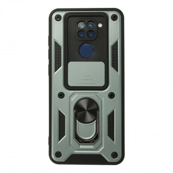 Xiaomi Redmi Note 9 Kılıf Pars Lens Yüzüklü Silikon - Yeşil