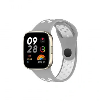 Xiaomi Redmi Watch 3 Spor Delikli Kordon - Gri-beyaz
