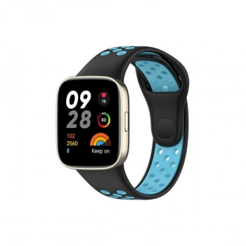 Xiaomi Redmi Watch 3 Spor Delikli Kordon (saat Değildir) - Siyah-mavi