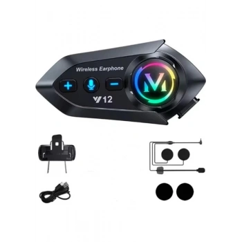 Y12 Motor Kask Kulaklık Rgb Modlu Radyolu Motosiklet Kulaklık 5.3 Bluetooth Intercom