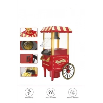 Yağsız Mısır Patlatma Popcorn Makinesi Kırmızı