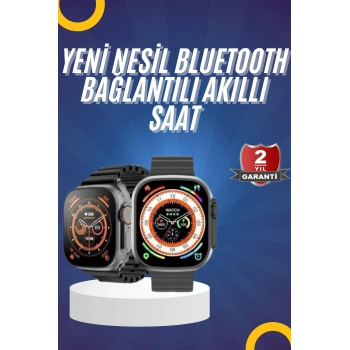 Yeni Model Akıllı Saat Ultra Smart Watch Gümüş Kasa 45mm Titreşim