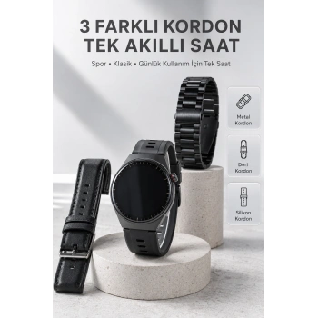 Yeni Nesil Akıllı Saat Bluetooth Görüşme, Sağlık Takibi, Amoled Ekran Ve 3 Kordon Seti