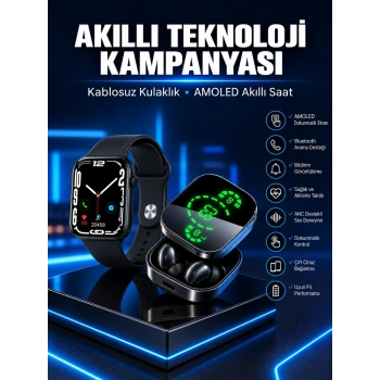 Yeni Nesil Akıllı Saat Ve Ucuz Kaliteli Bluetooth Kablosuz Kulaklık Amoled Ekran