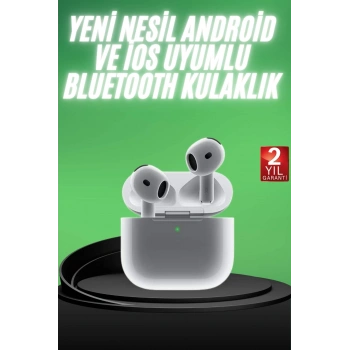 Yeni Nesil Bluetooth Kulaklık Beyaz Çağrı Cevaplayabilen Kablosuz
