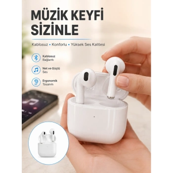 Yeni Nesil Bluetooth Kulaklık Beyaz Çağrı Cevaplayabilen Kablosuz Yeni Nesil