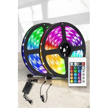 Yeni Nesil Rgb Işıklı 10metre Şerit Led Kumandalı Şarj Edilebilir