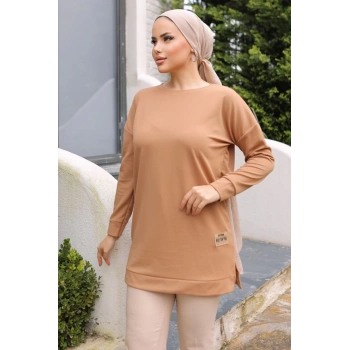 Yeni Stil Bej Arma Detay Tunik 10020