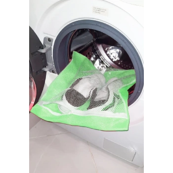 Yeşil  Fermuarlı  Hassas Çamaşır Terlik Ayakkabı Yıkama Filesi Büyük Boy (599)