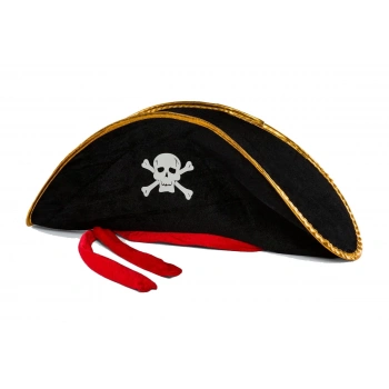 Yetişkin Boy Kadife Jack Sparrow Denizci Kaptan Jack Korsan Şapkası 50x20 Cm