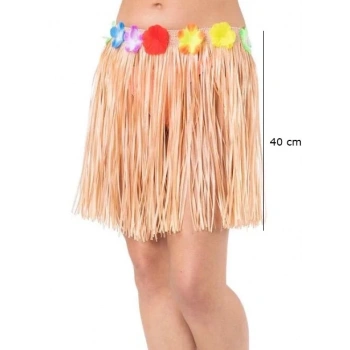 Yetişkin Ve Çocuk Uyumlu Saman Renk Püsküllü Hawaii Luau Hula Etek 40