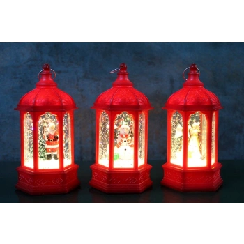 Yılbaşı Temalı Işıklı Kar Küresi Kırmızı Tasarım