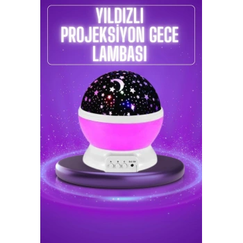 Yıldız Görünümlü Gece Lambası Renkli Masa Lambası Gökyüzü Projeksiyon