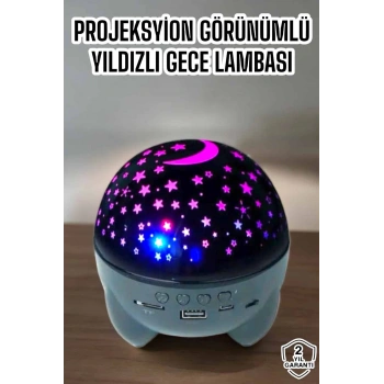 Yıldız Yansıtmalı Projeksiyon Gece Lambası Şarjlı Taşınabilir