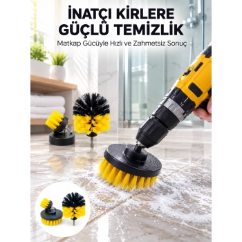 Yüksek Devirde Etkili Temizlik Sağlayan Matkap Ucu Fırça Seti