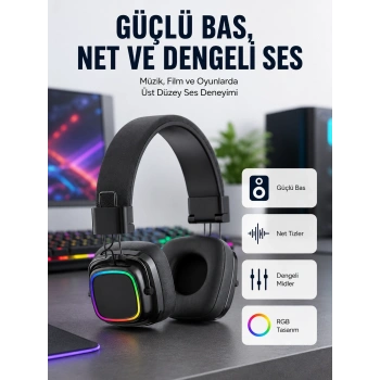 Yüksek Ses Kaliteli Kablosuz Kulak Üstü Kulaklık – Bt 5.3