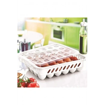 Yumurta Kapalı Saklama Kabı 24lü Beyaz (599)