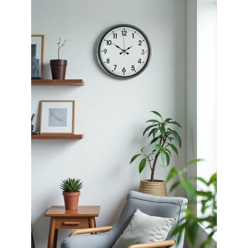 Zentime 36 Cm Gri Dekoratif Duvar Saati