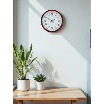 Zentime 36 Cm Kırmızı Dekoratif Duvar Saati