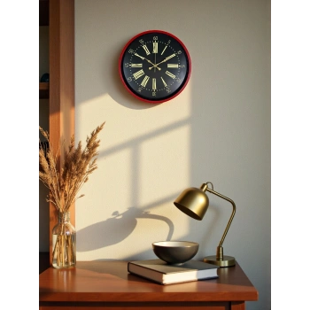 Zentime 36 Cm Kırmızı Dekoratif Duvar Saati