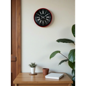 Zentime 36 Cm Kırmızı Dekoratif Duvar Saati