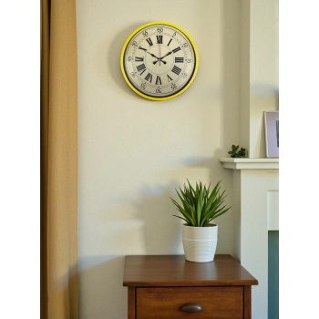 Zentime 36 Cm Sarı Dekoratif Duvar Saati