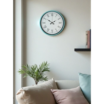 Zentime 36 Cm Turkuaz Dekoratif Duvar Saati