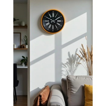 Zentime 36 Cm Turuncu Dekoratif Duvar Saati