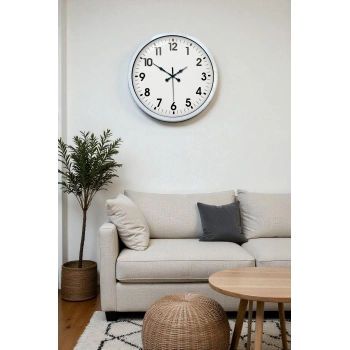 Zentime 40 Cm Metal Beyaz Klasik Duvar Saati