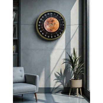 Zentime 40 Cm Eskitme Metal 24 Saat Göstergeli Özel Tasarım Duvar Saati