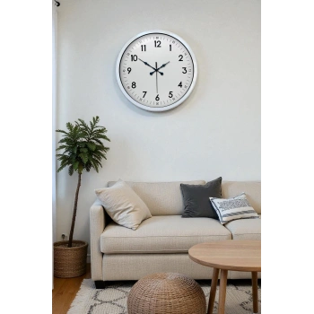 Zentime 40 Cm Metal Beyaz Klasik Duvar Saati